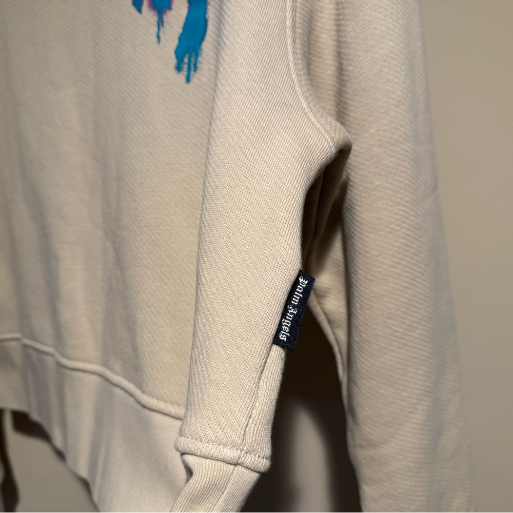 Palm Angels I Love PA Beige Cotton Crewneck boxy Sweatshirt - Picture 12 of 16